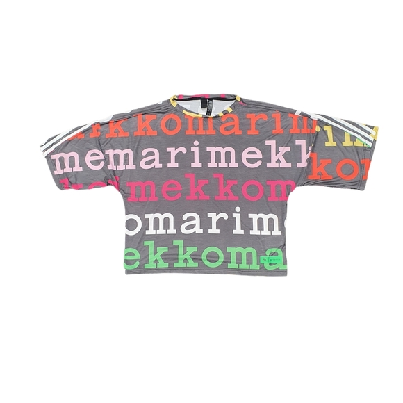adidas Tops - Adidas Marimekko Oversized T Shirt Top XS Black Multi Spell Out